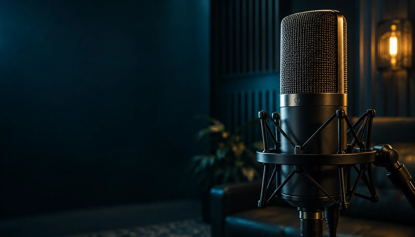 Studio microphone prepared for voice recording